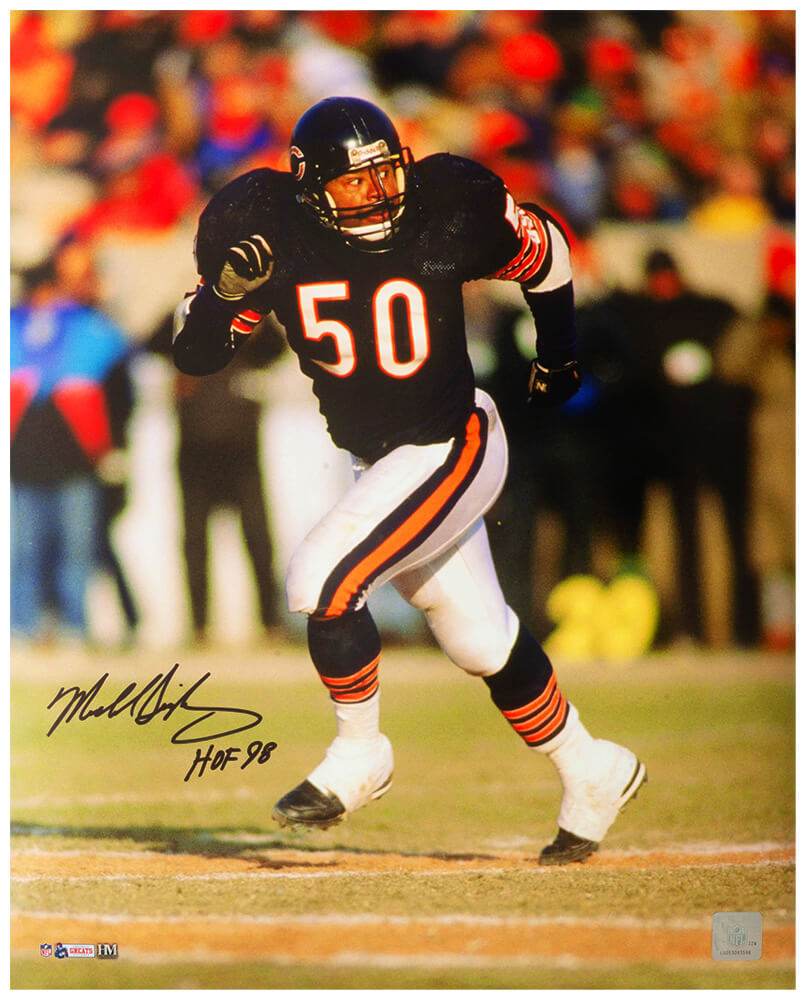 Mike Singletary Signed Chicago Bears Navy Jersey Action 16x20 Photo w/HOF'98