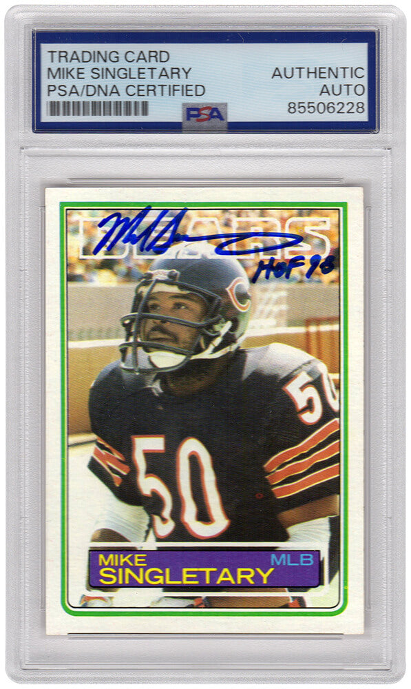 Mike Singletary Signed Chicago Bears 1983 Topps Rookie Football Trading Card #38 w/HOF'98 - (PSA Encapsulated)