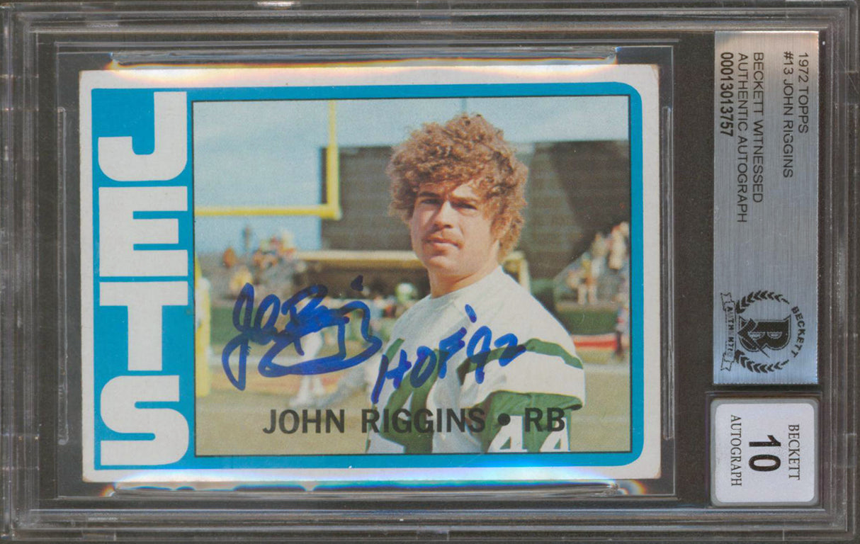 Redskins John Riggins Signed 1972 Topps 13 Card Auto Graded Mint 10! BAS Slabbed