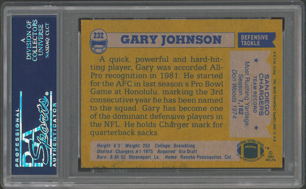Chargers Gary Johnson Authentic Signed 1982 Topps #232 Card PSA/DNA Slabbed