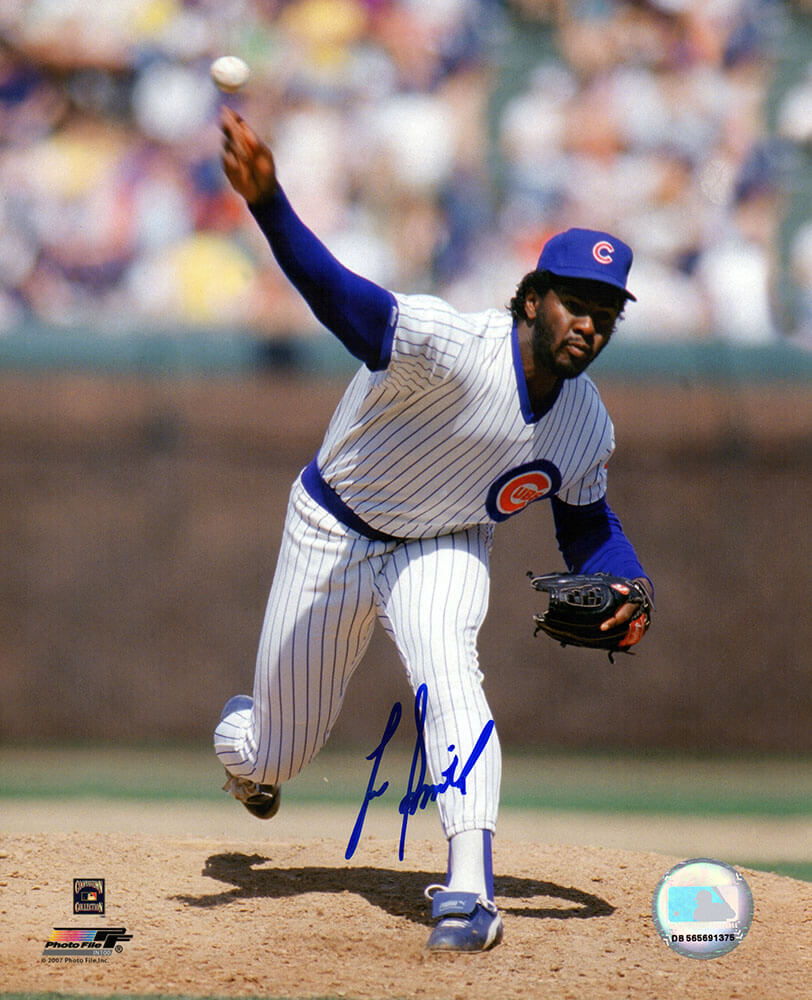 Lee Smith Signed Chicago Cubs White Pinstripe Jersey Pitching 8x10 Photo