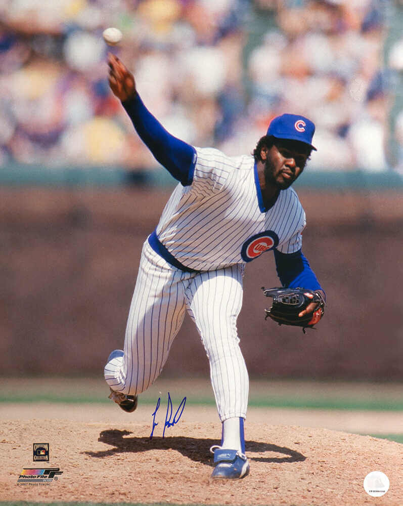 Lee Smith Signed Chicago Cubs White Jersey Pitching Action 16x20 Photo