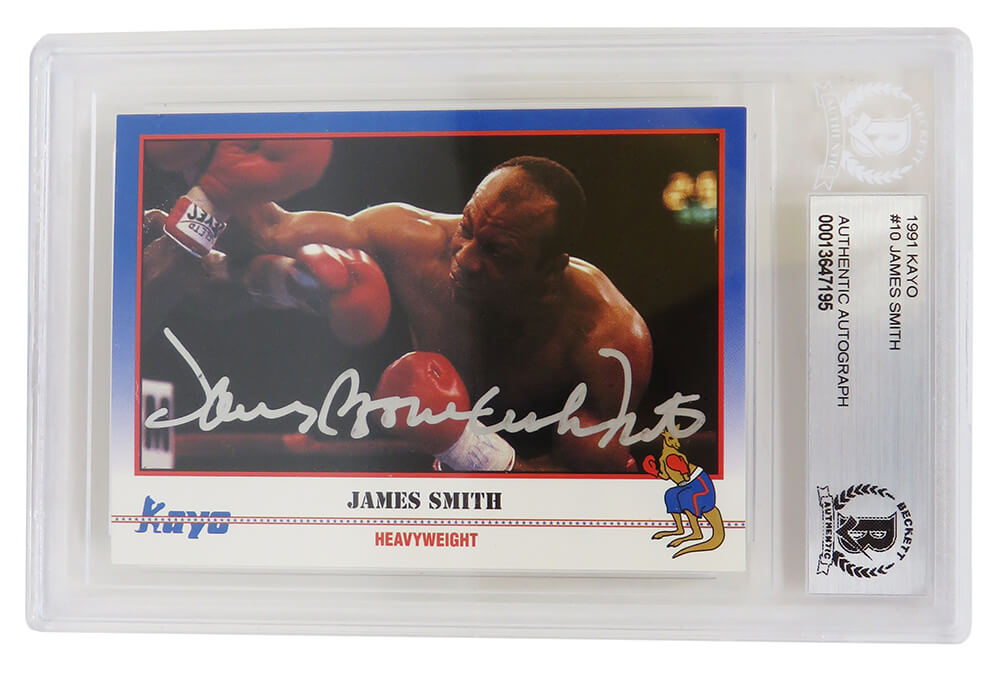 James Smith Signed 1991 Kayo Boxing Trading Card #110 w/Bonecrusher - (Beckett Encapsulated)