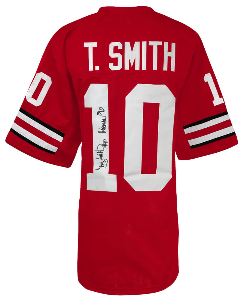 Troy Smith Signed Red Custom College Football Jersey w/Heisman'06