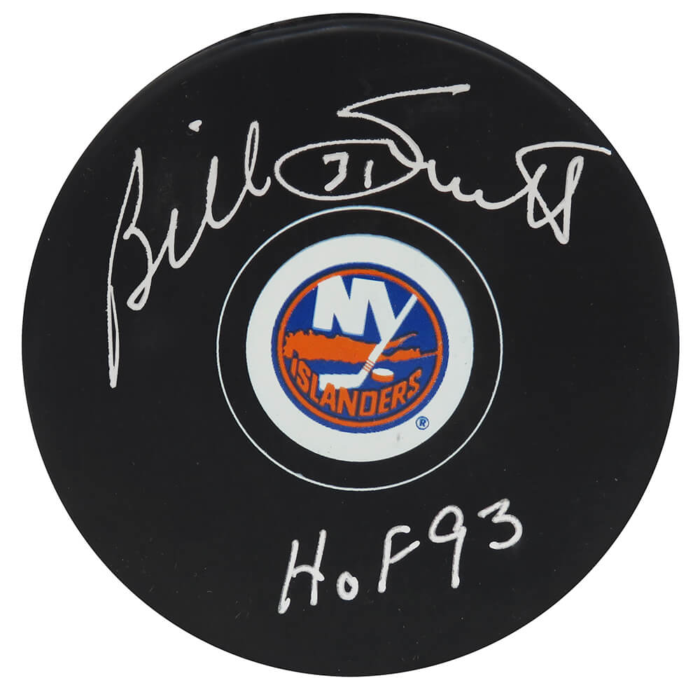 Billy Smith Signed NY Islanders Logo Hockey Puck w/HOF'93
