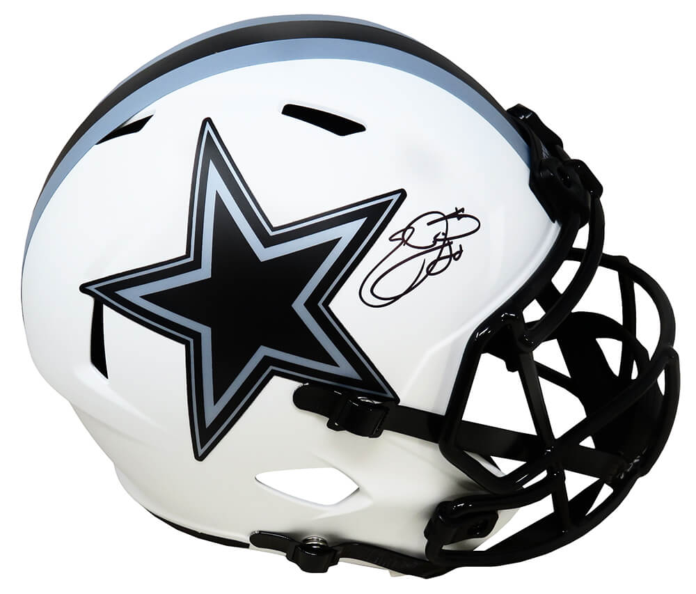 Emmitt Smith Signed Dallas Cowboys Lunar Eclipse White Matte Riddell Full Size Speed Replica Helmet