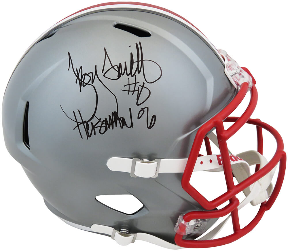 Troy Smith Signed Ohio State Buckeyes FLASH Riddell Full Size Speed Replica Helmet w/Heisman'06