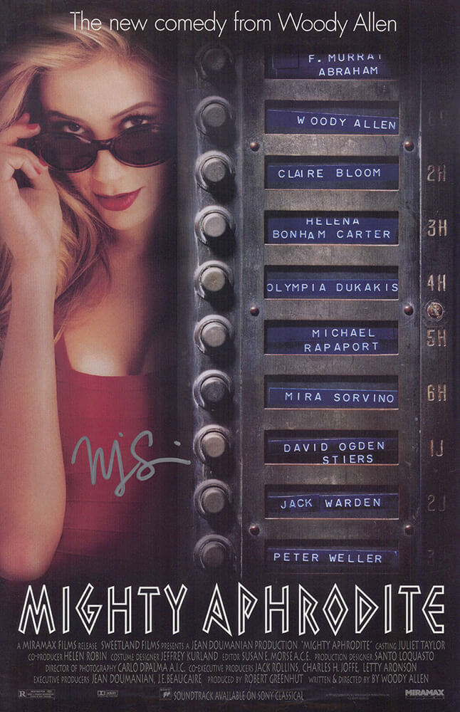 Mira Sorvino Signed Mighty Aphrodite 11x17 Movie Poster
