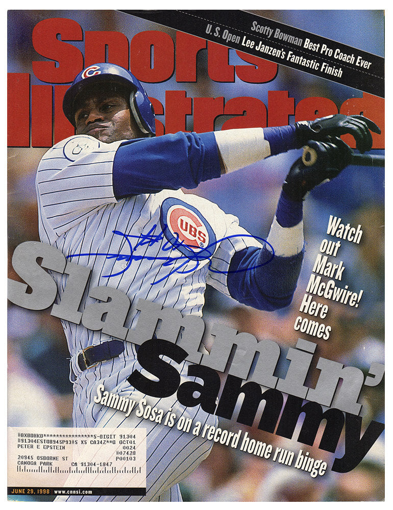 Sammy Sosa Signed Chicago Cubs Sports Illustrated 6/29/98 'Slammin Sammy' Original Magazine