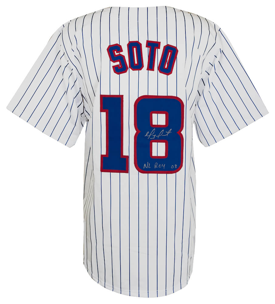 Geovany Soto Signed White Pinstripe Custom Baseball Jersey w/NL ROY 08
