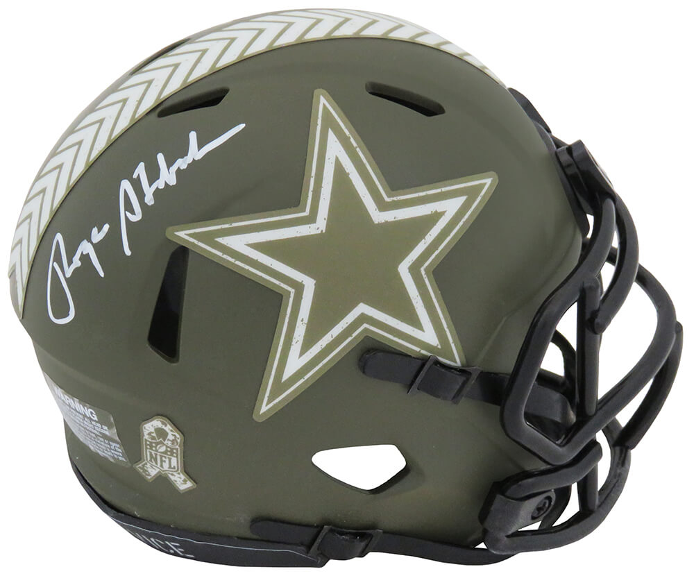 Roger Staubach Signed Dallas Cowboys Salute to Service Riddell Speed Mini Helmet
