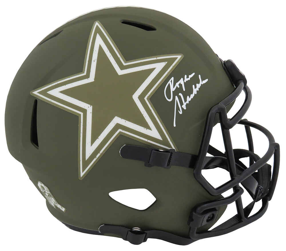 Roger Staubach Signed Dallas Cowboys Salute to Service Riddell Full Size Speed Replica Helmet
