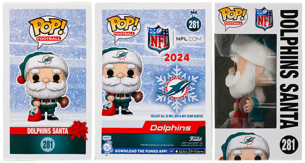 Dwight Stephenson Signed Miami Dolphins SANTA Funko Pop Doll #281 w/HOF'98 - (In White)