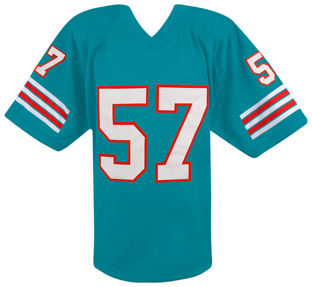 Dwight Stephenson Signed Teal Custom Football Jersey w/HOF'98