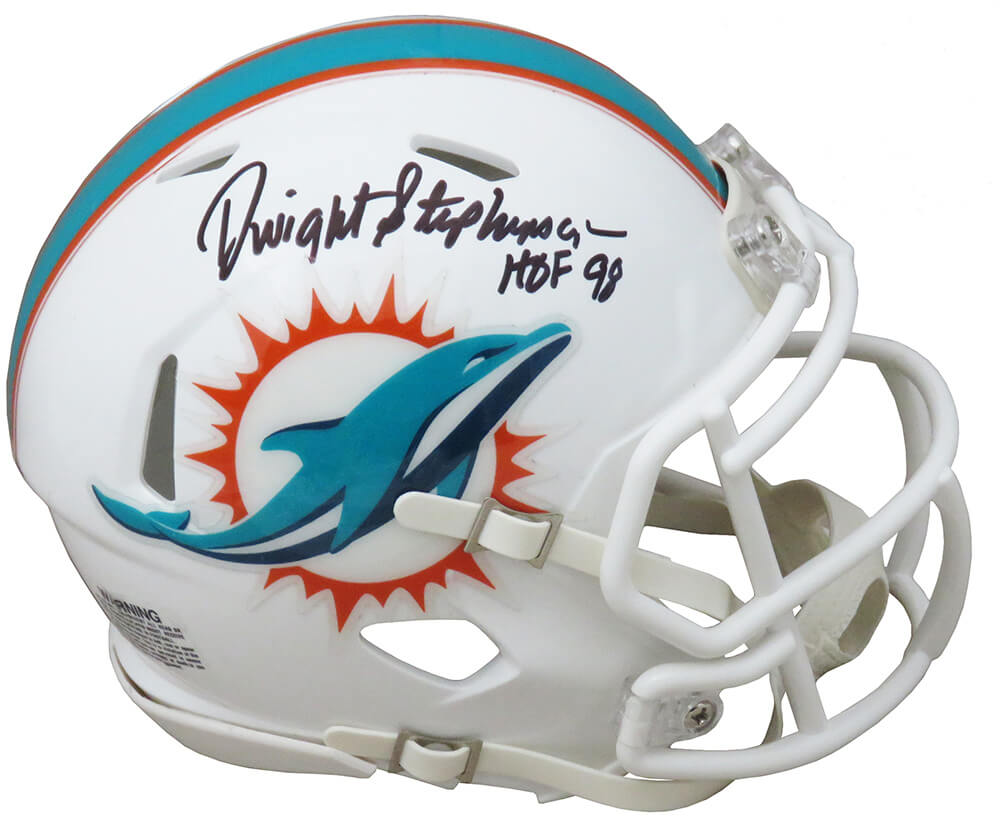 Dwight Stephenson Signed Miami Dolphins Riddell Speed Mini Helmet w/HOF'98