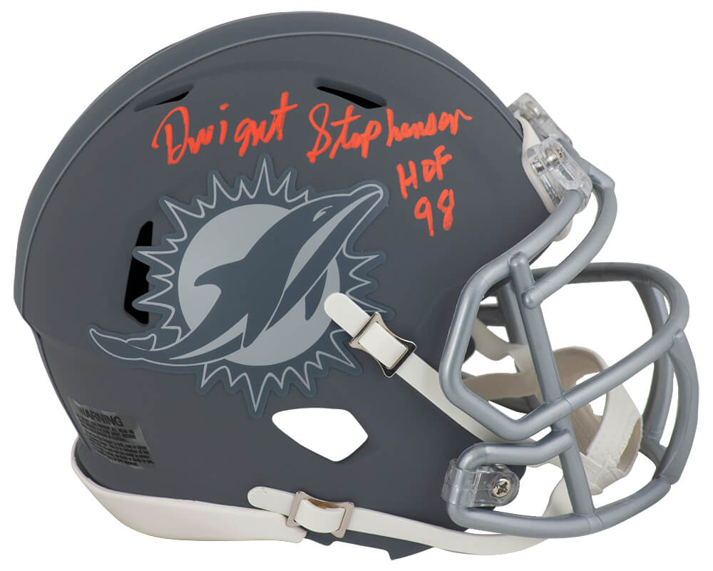 Dwight Stephenson Signed Miami Dolphins SLATE Riddell Speed Mini Helmet w/HOF'98