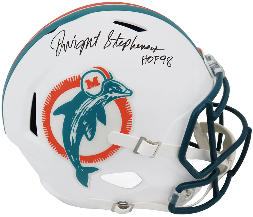 Dwight Stephenson Signed Miami Dolphins Throwback Riddell Full Size Speed Replica Helmet w/HOF'98