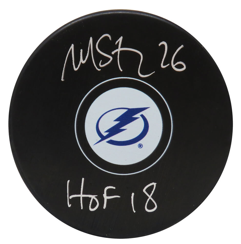 Martin St. Louis Signed Tampa Bay Lightning Hockey Puck w/HOF'18