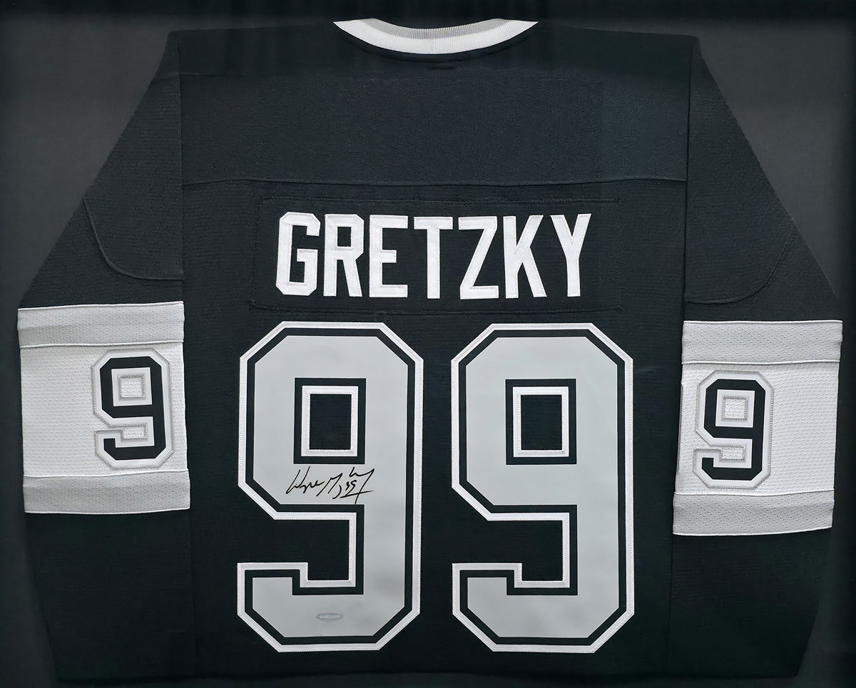 Los Angeles Kings Wayne Gretzky Autographed Framed Black Authentic Mitchell & Ness Vintage Throwback 1992-1993 Jersey UDA Holo Stock #267453