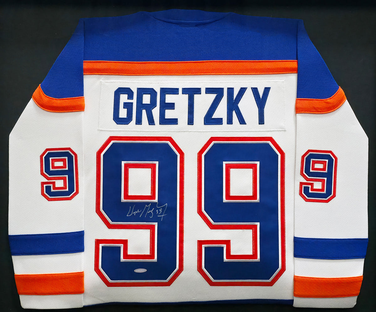 Edmonton Oilers Wayne Gretzky Autographed Framed White Authentic Mitchell & Ness Vintage Throwback 1986-1987 Jersey UDA Holo Stock #267454