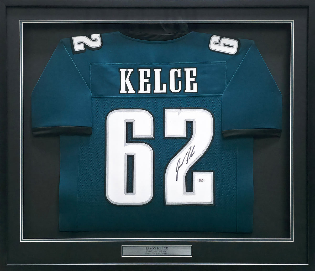 Philadelphia Eagles Jason Kelce Autographed Framed Green Jersey PSA/DNA ITP Stock #267817