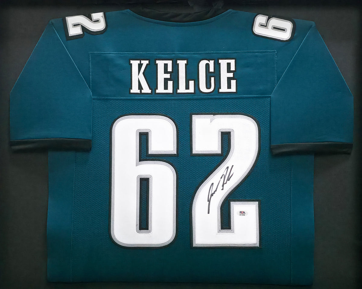 Philadelphia Eagles Jason Kelce Autographed Framed Green Jersey PSA/DNA ITP Stock #267817