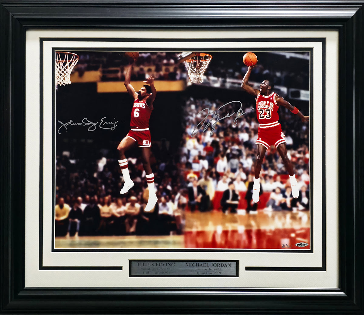 Michael Jordan & Julius "Dr. J" Erving Autographed Framed 16x20 Photo #/150 UDA Holo Stock #267822