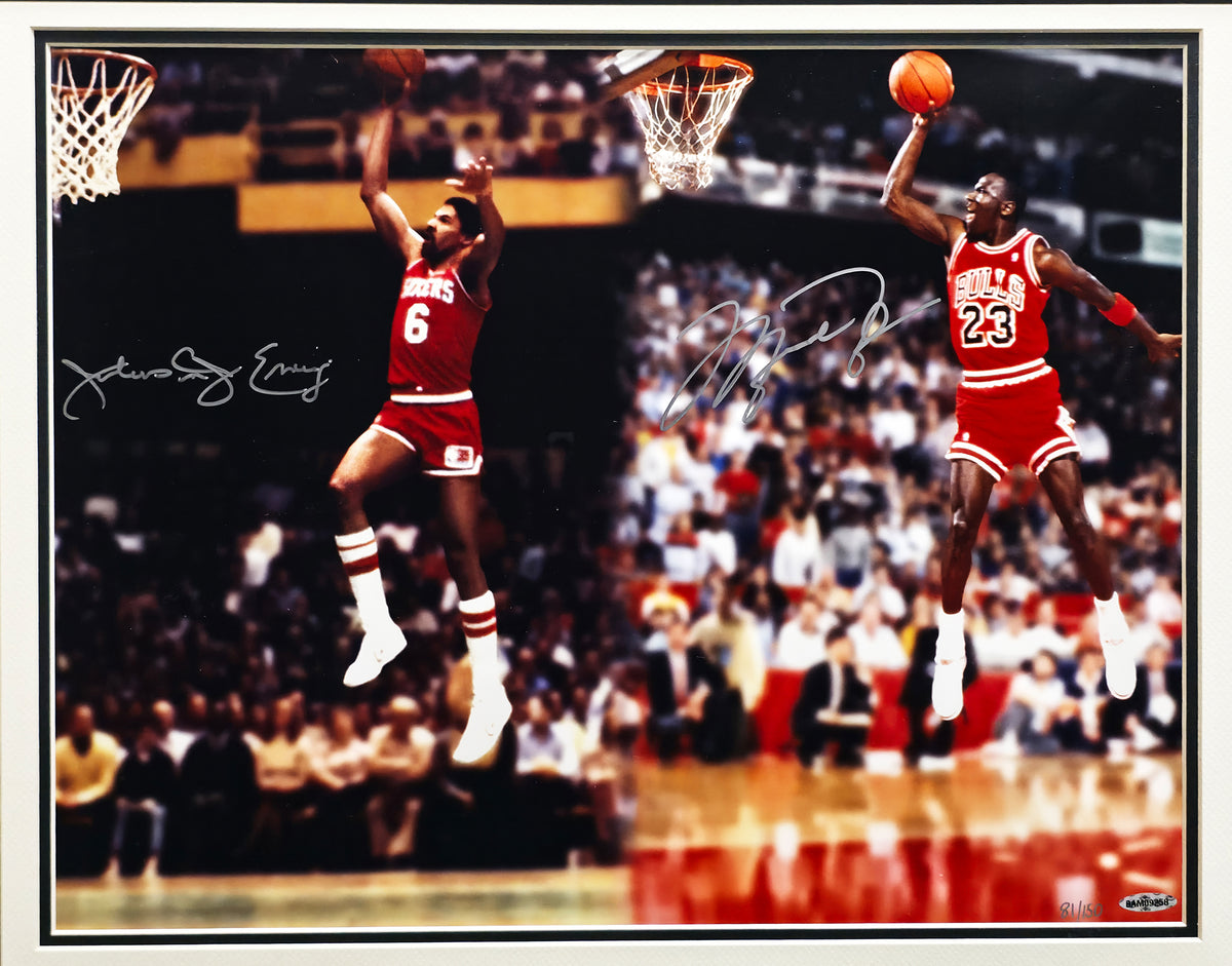 Michael Jordan & Julius "Dr. J" Erving Autographed Framed 16x20 Photo #/150 UDA Holo Stock #267822