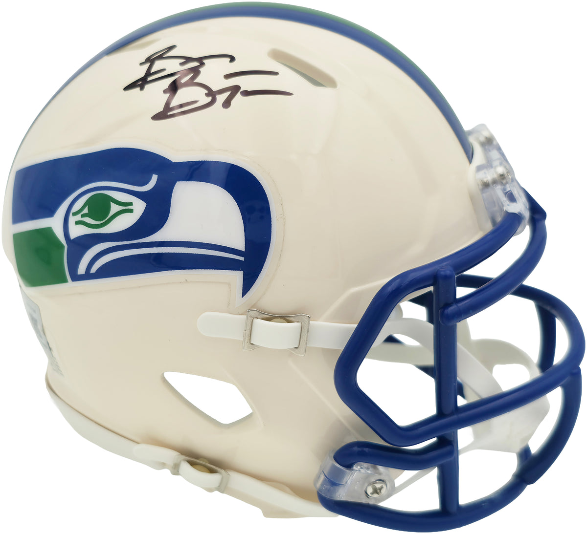 Brian Bosworth Autographed Seattle Seahawks Cream Speed Mini Helmet Retro Beckett BAS Witness Stock #268129