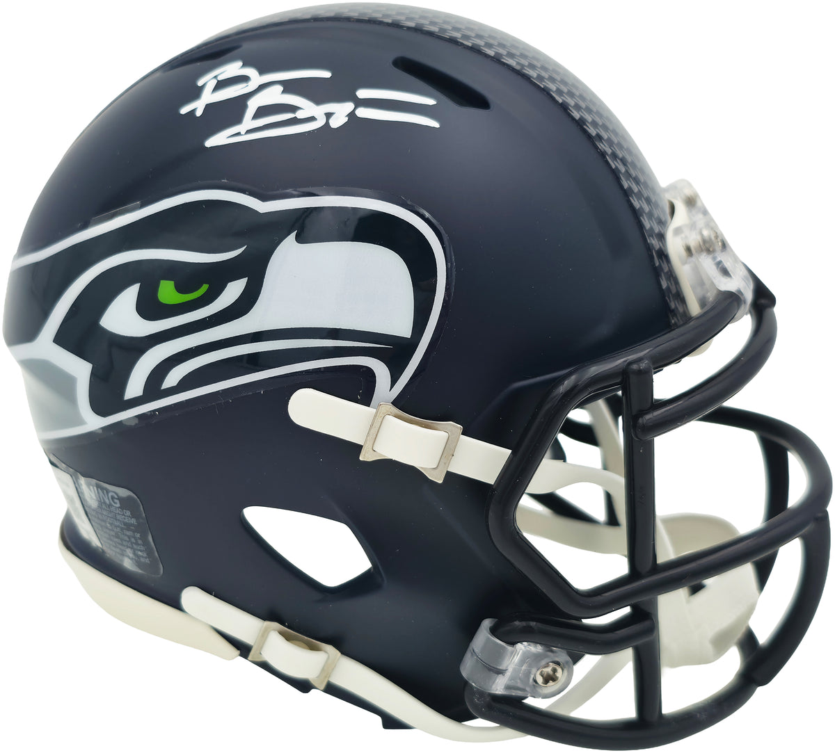 Brian Bosworth Autographed Seattle Seahawks Blue Speed Mini Helmet Beckett BAS Witness Stock #268131