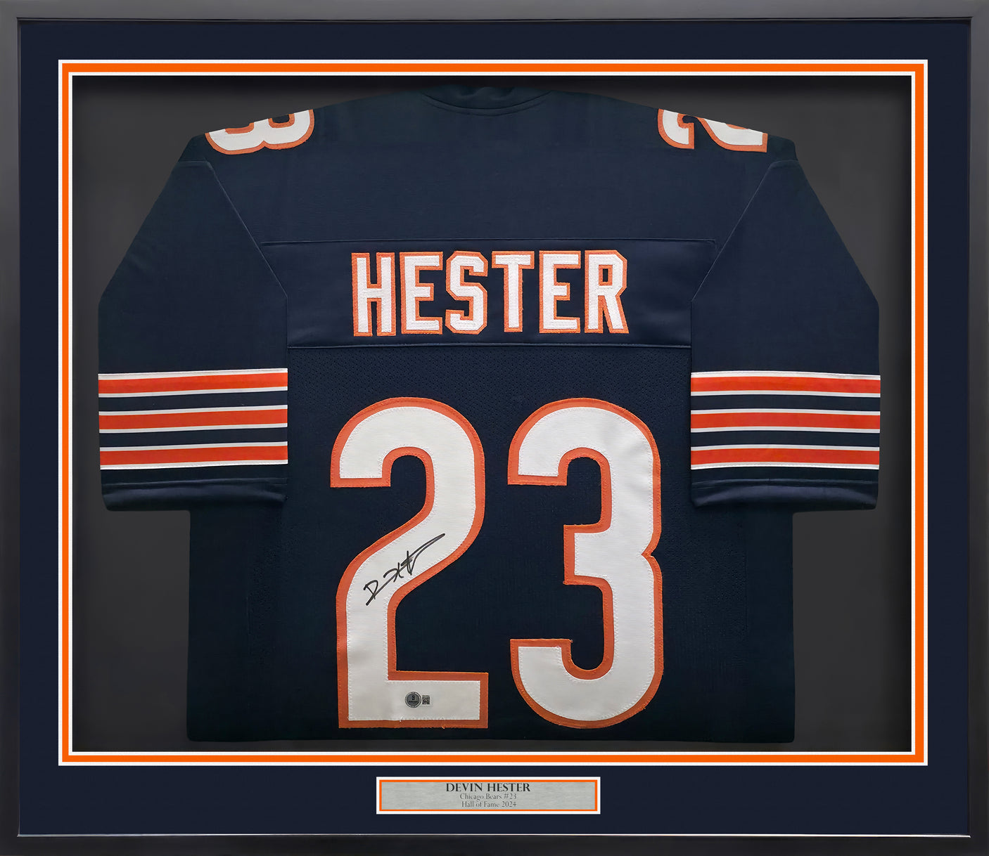 Chicago Bears Devin Hester Autographed Framed Blue Jersey Beckett BAS QR Stock #252812