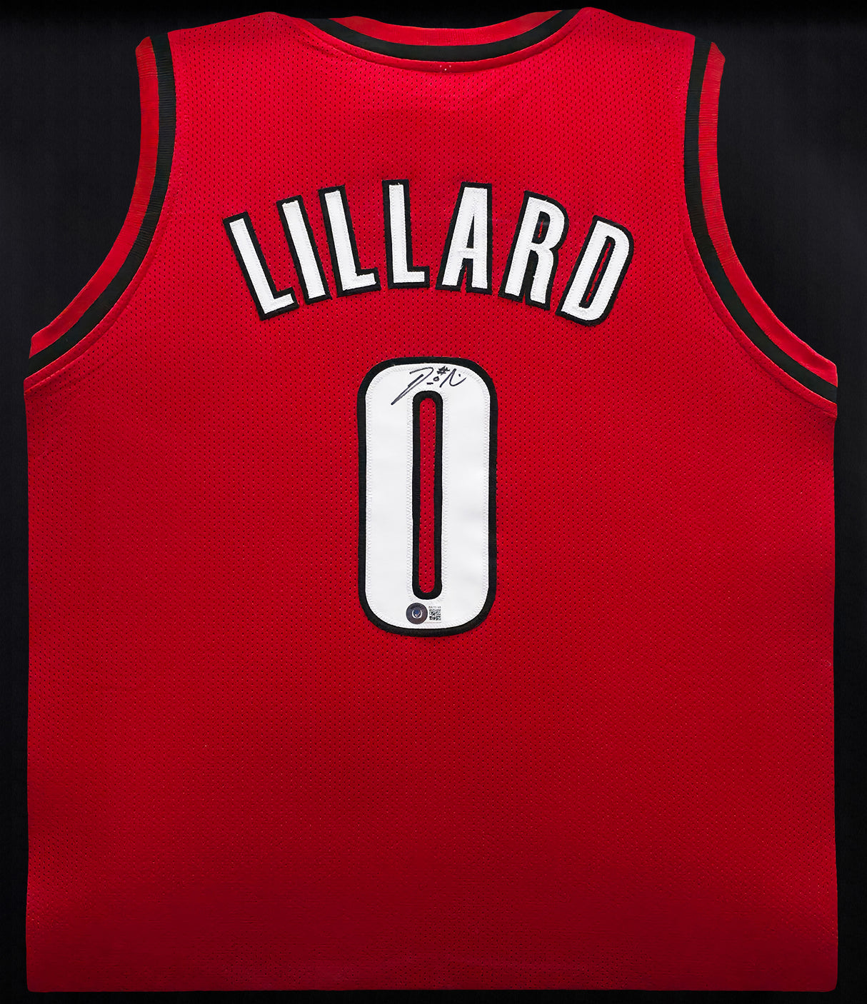 Portland Trail Blazers Damian Lillard Autographed Framed Red Jersey Beckett BAS Stock #253344