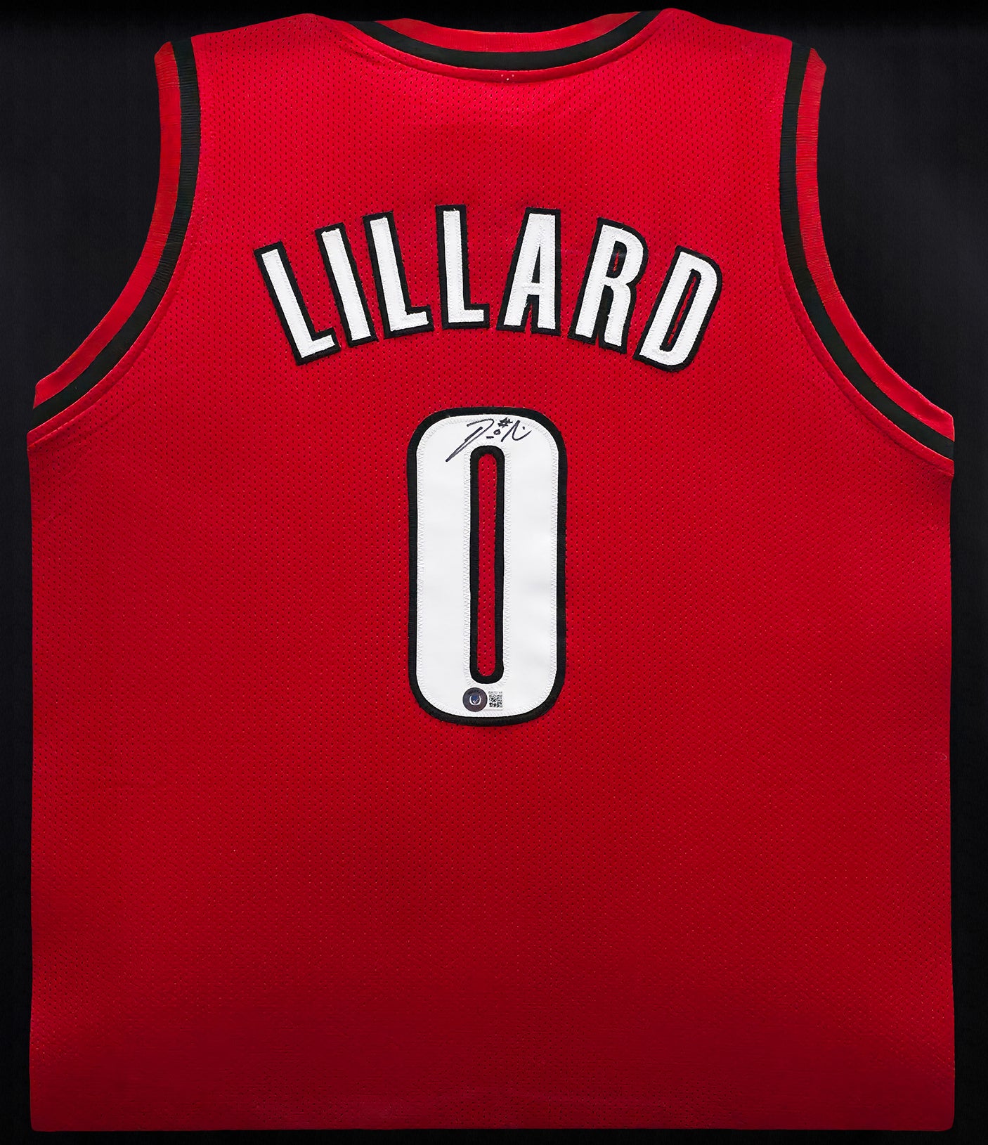 Portland Trail Blazers Damian Lillard Autographed Framed Red Jersey Beckett BAS Stock #253344