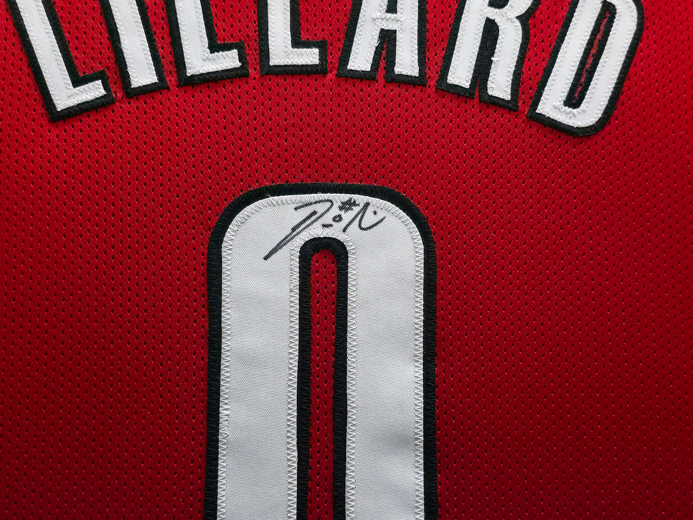 Portland Trail Blazers Damian Lillard Autographed Framed Red Jersey Beckett BAS Stock #253344