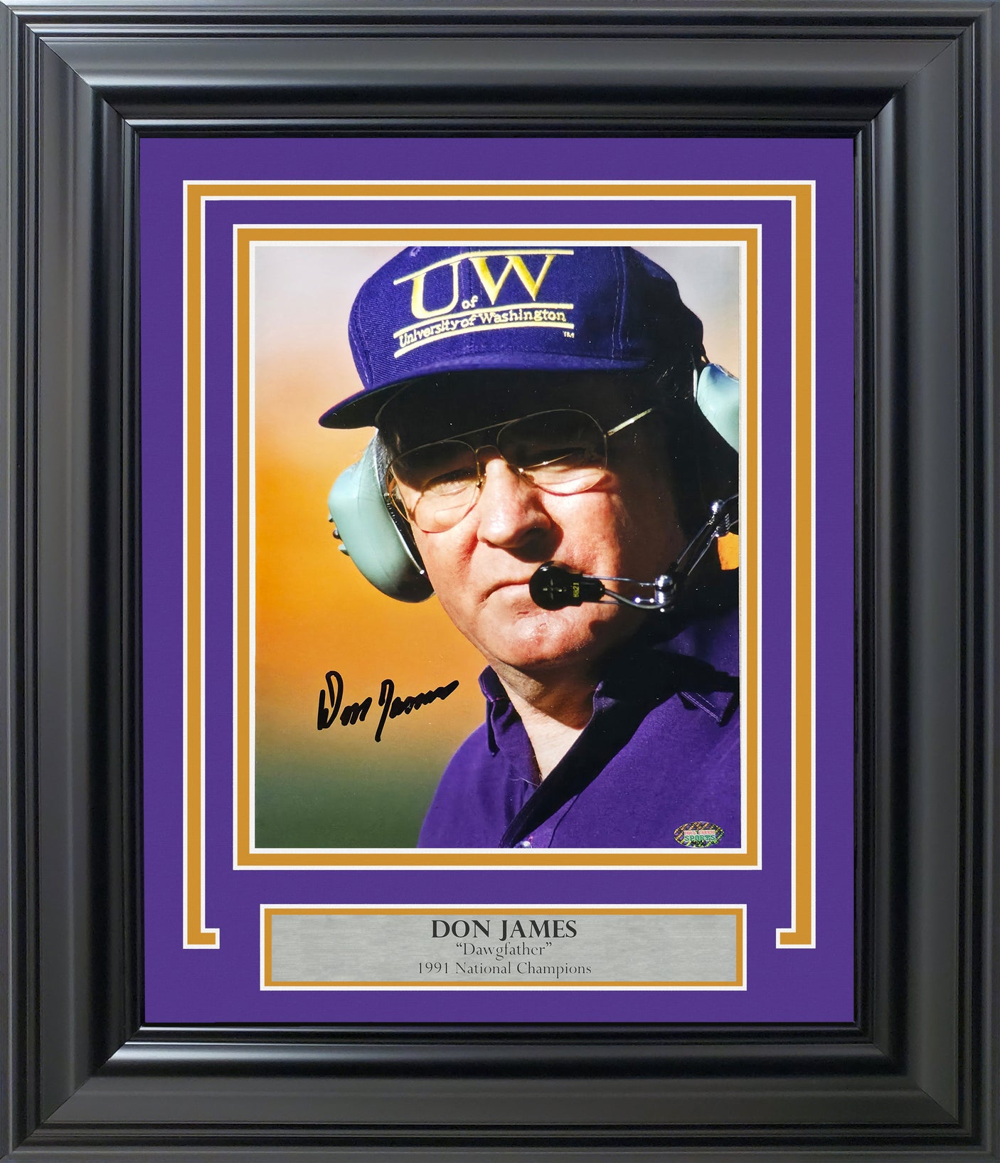 Don James Autographed Framed 8x10 Photo Washington Huskies MCS Holo Stock #253368