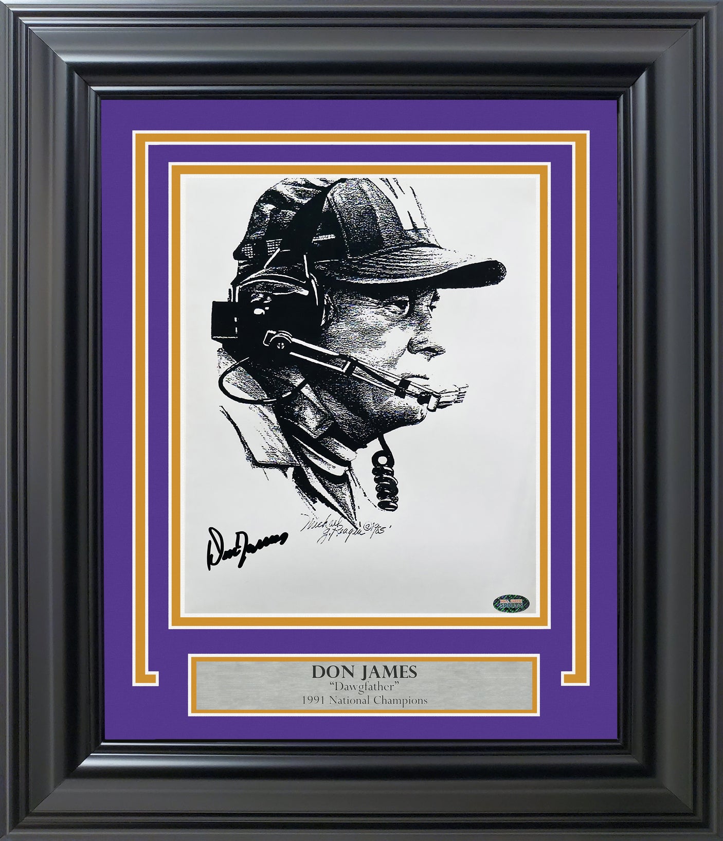 Don James Autographed Framed 8x10 Photo Washington Huskies MCS Holo Stock #253365