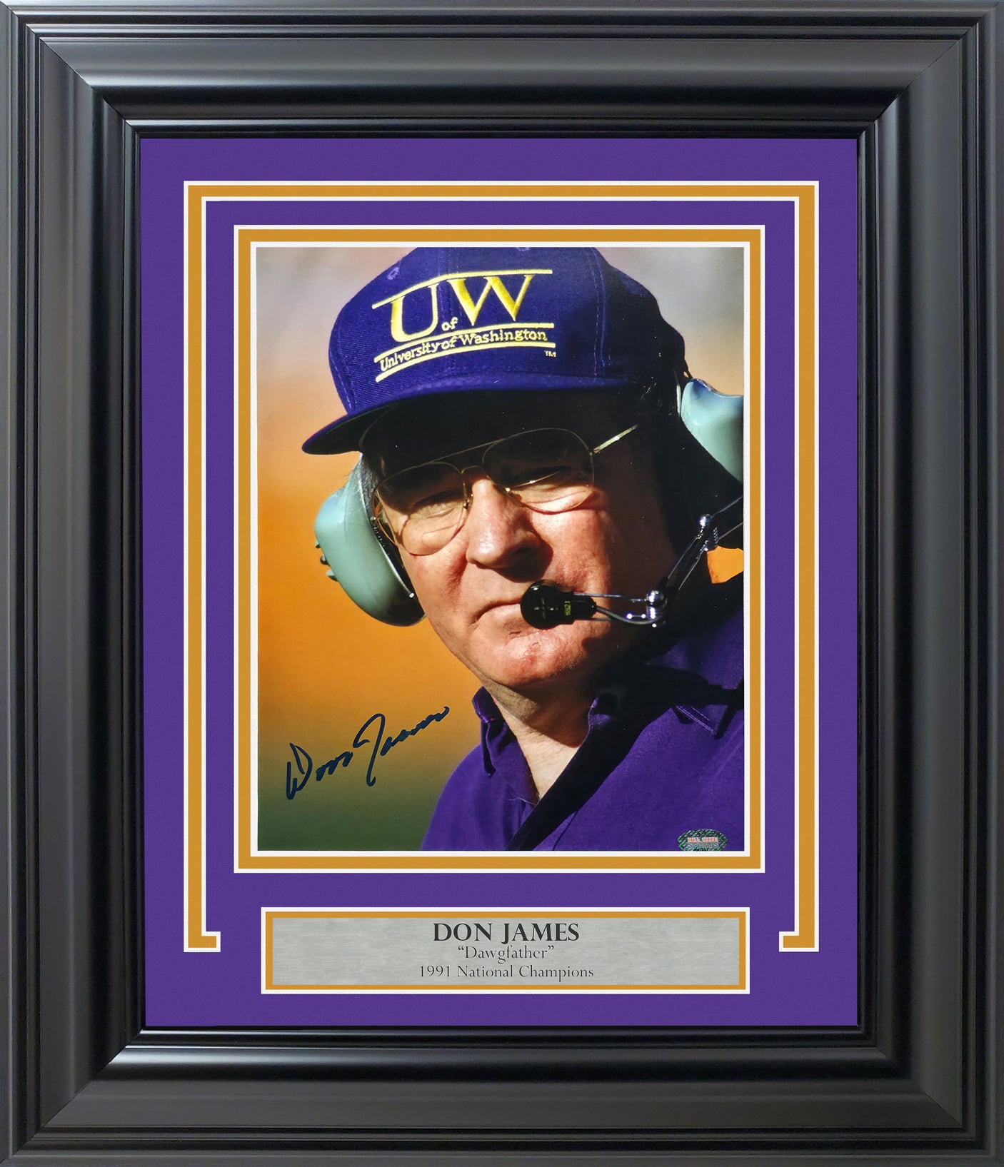 Don James Autographed Framed 8x10 Photo Washington Huskies MCS Holo Stock #253369