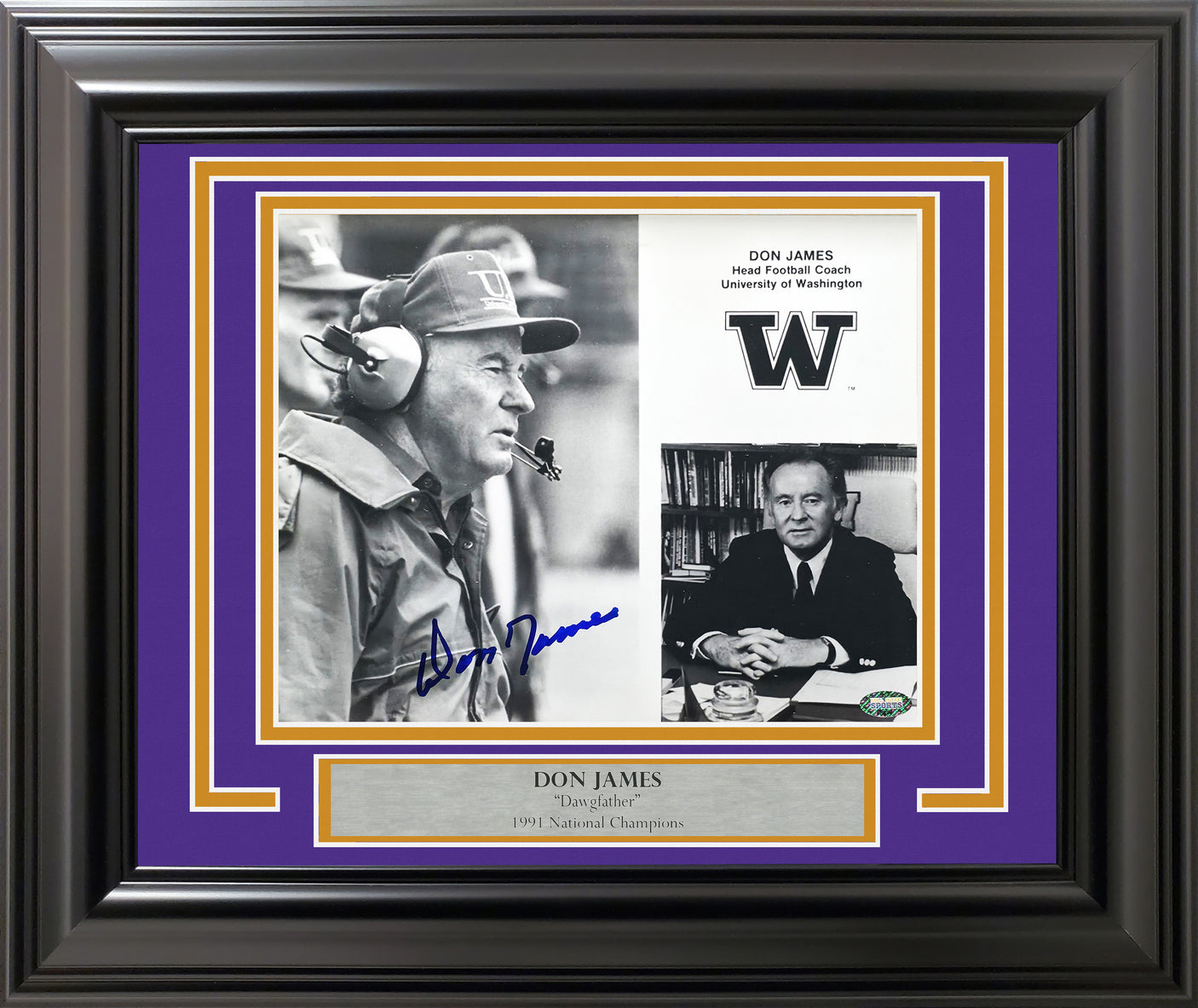 Don James Autographed Framed 8x10 Photo Washington Huskies MCS Holo Stock #253364