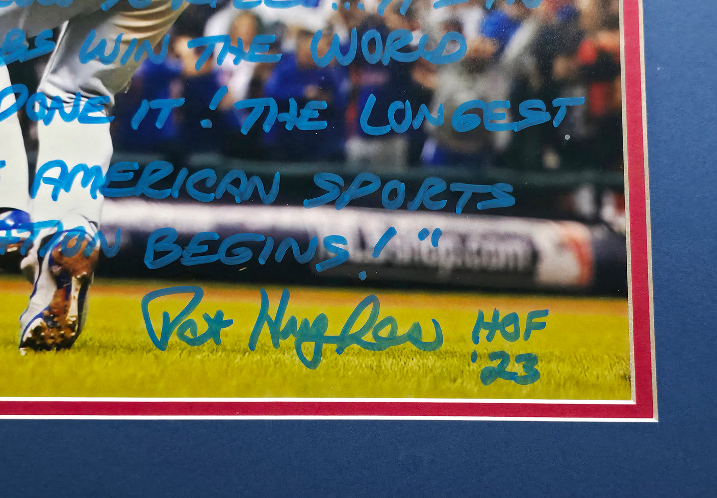 Pat Hughes Autographed Framed 16x20 Photo Chicago Cubs Announcer 2016 WS Last Call JSA Stock #253609