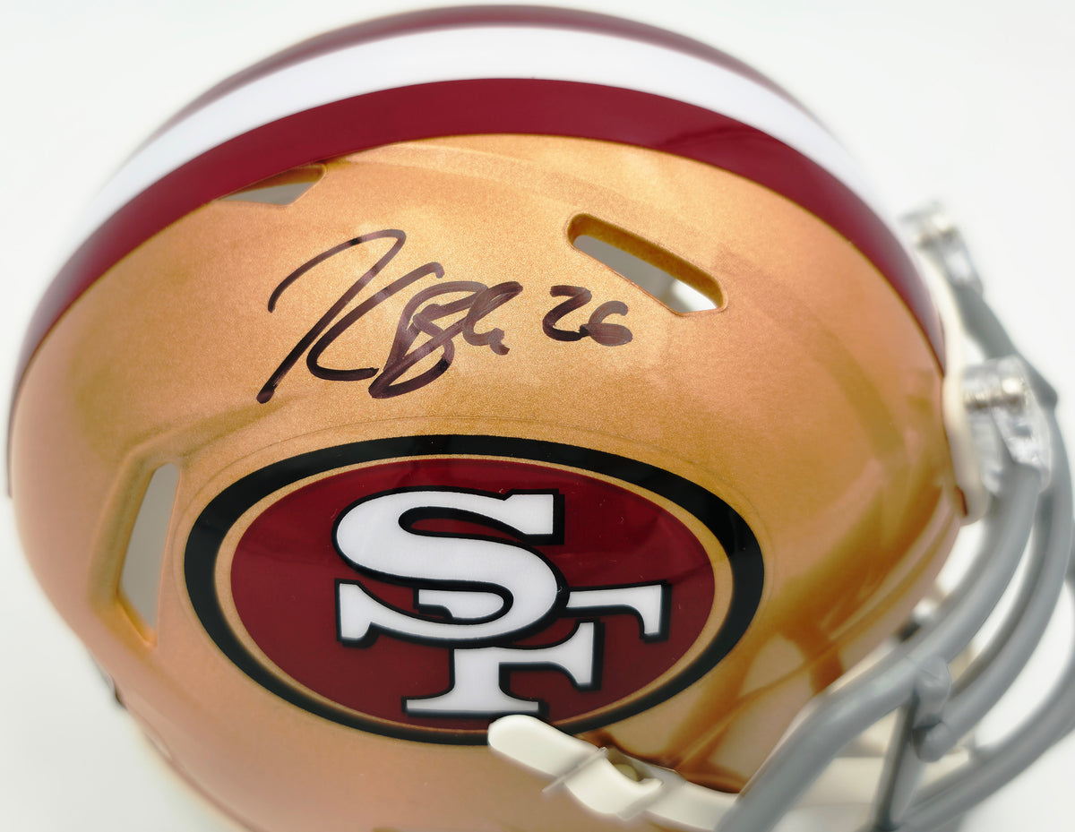Kaelon Black Autographed San Francisco 49ers Gold Speed Mini Helmet Grad Witness Stock #268203