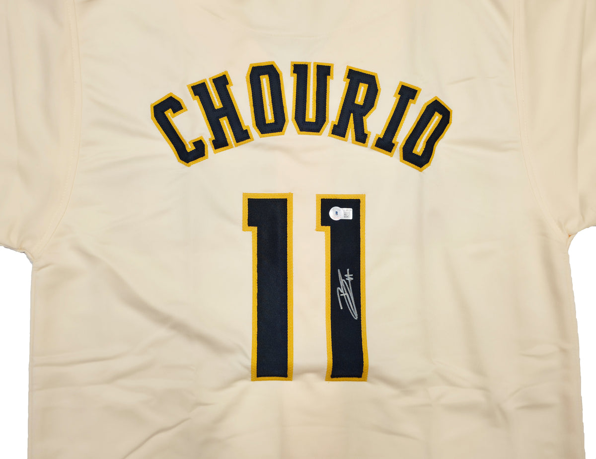 Milwaukee Brewers Jackson Chourio Autographed Cream Jersey Beckett BAS QR Stock #268186