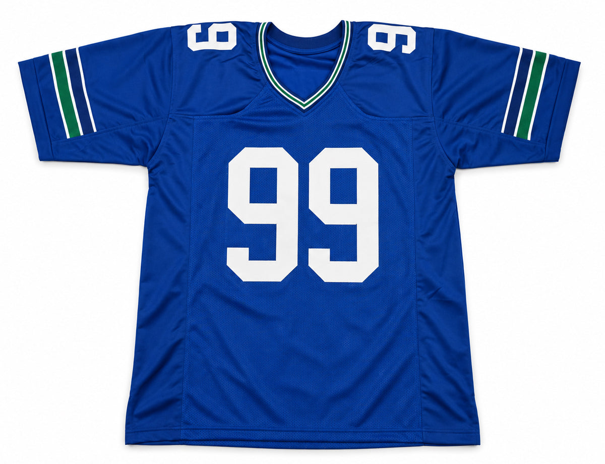 Seattle Seahawks Leonard Williams Autographed Blue Throwback Jersey Grad Witness Stock #268200