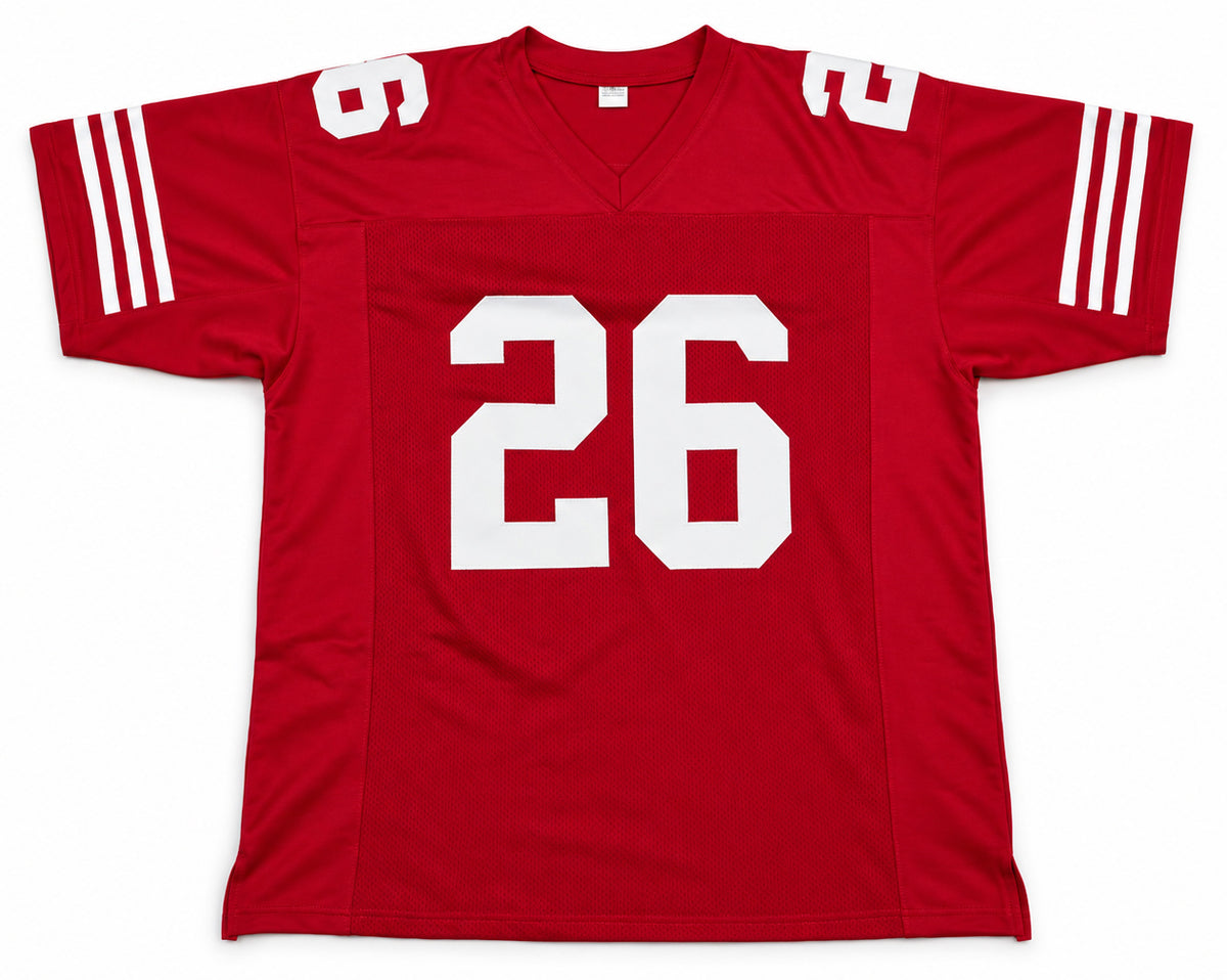 San Francisco 49ers Kaelon Black Autographed Red Jersey Grad Witness Stock #268204