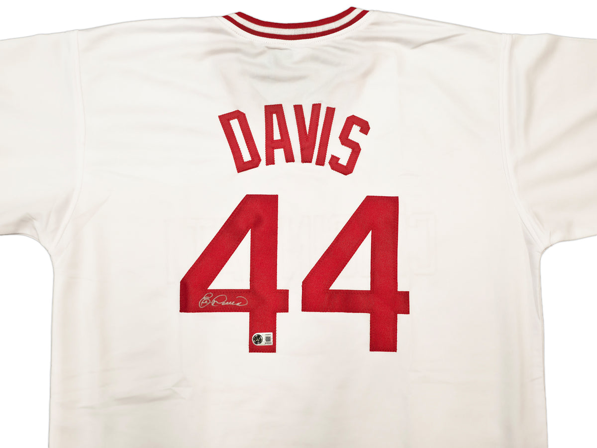 Cincinnati Reds Eric Davis Autographed White Jersey Beckett BAS Witness Stock #268190