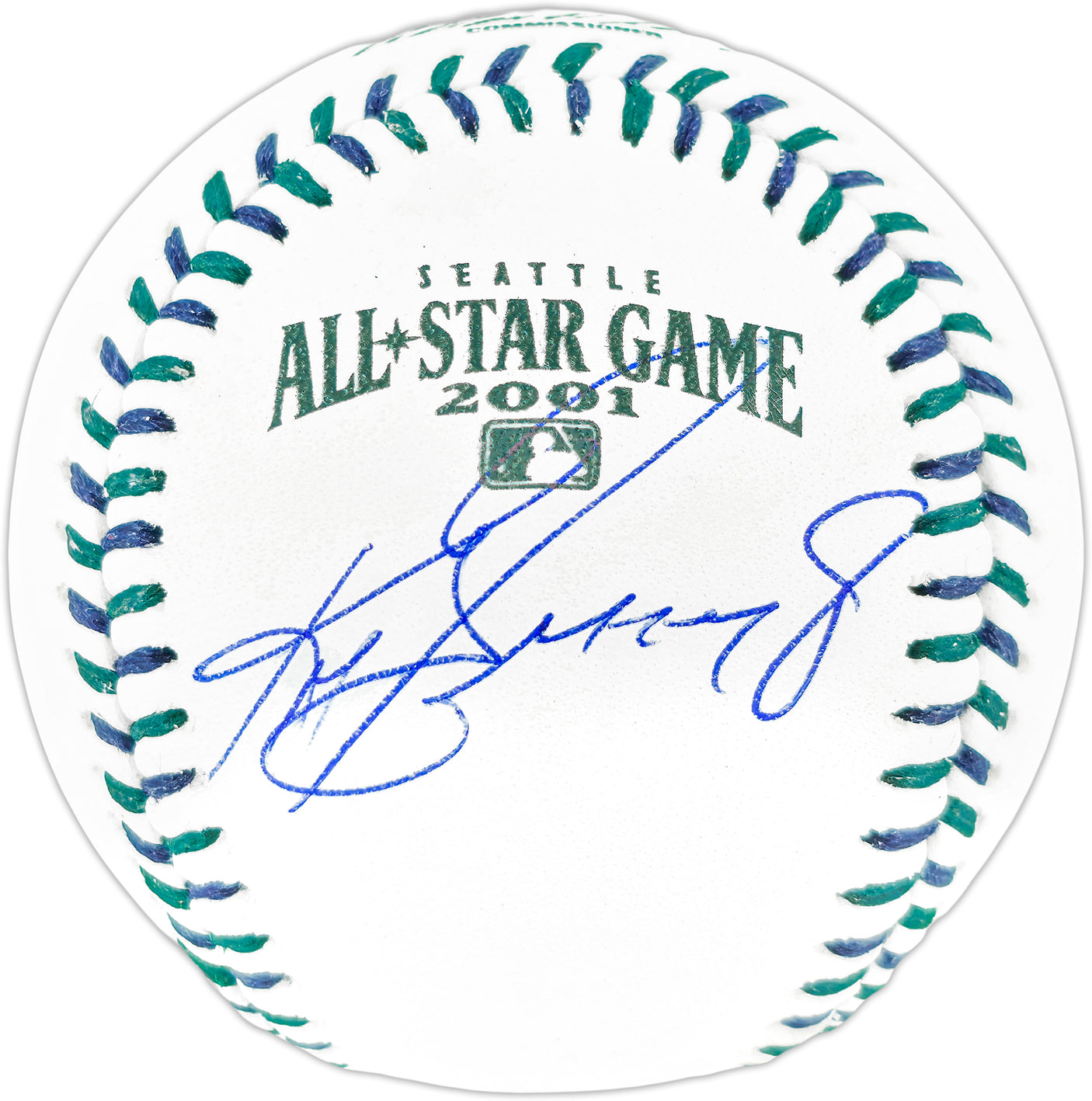 Ken Griffey Jr. Autographed Official 2001 All Star Game Logo Game Baseball Seattle Mariners Beckett BAS Witness Stock #253717