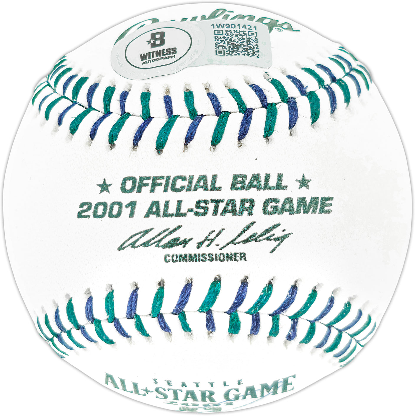 Ken Griffey Jr. Autographed Official 2001 All Star Game Logo Game Baseball Seattle Mariners Beckett BAS Witness Stock #253717