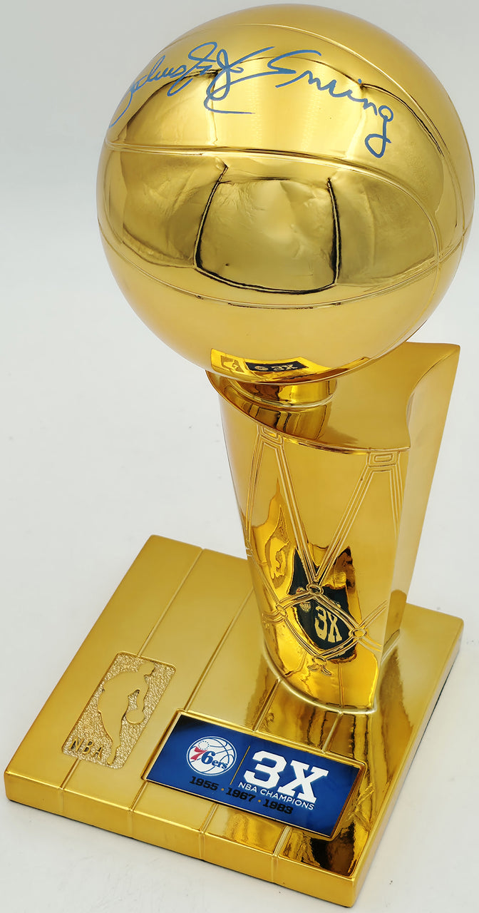 Julius "Dr. J" Erving Autographed Fanatics Philadelphia 76ers NBA Champions Mini Trophy Beckett BAS Witness Stock #253707
