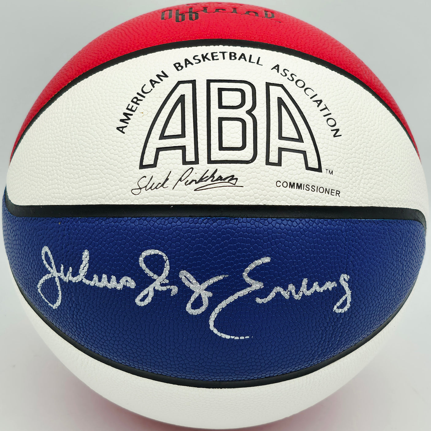 Julius "Dr. J" Erving Autographed Red, White & Blue ABA Basketball New Jersey Nets Beckett BAS Witness Stock #253710