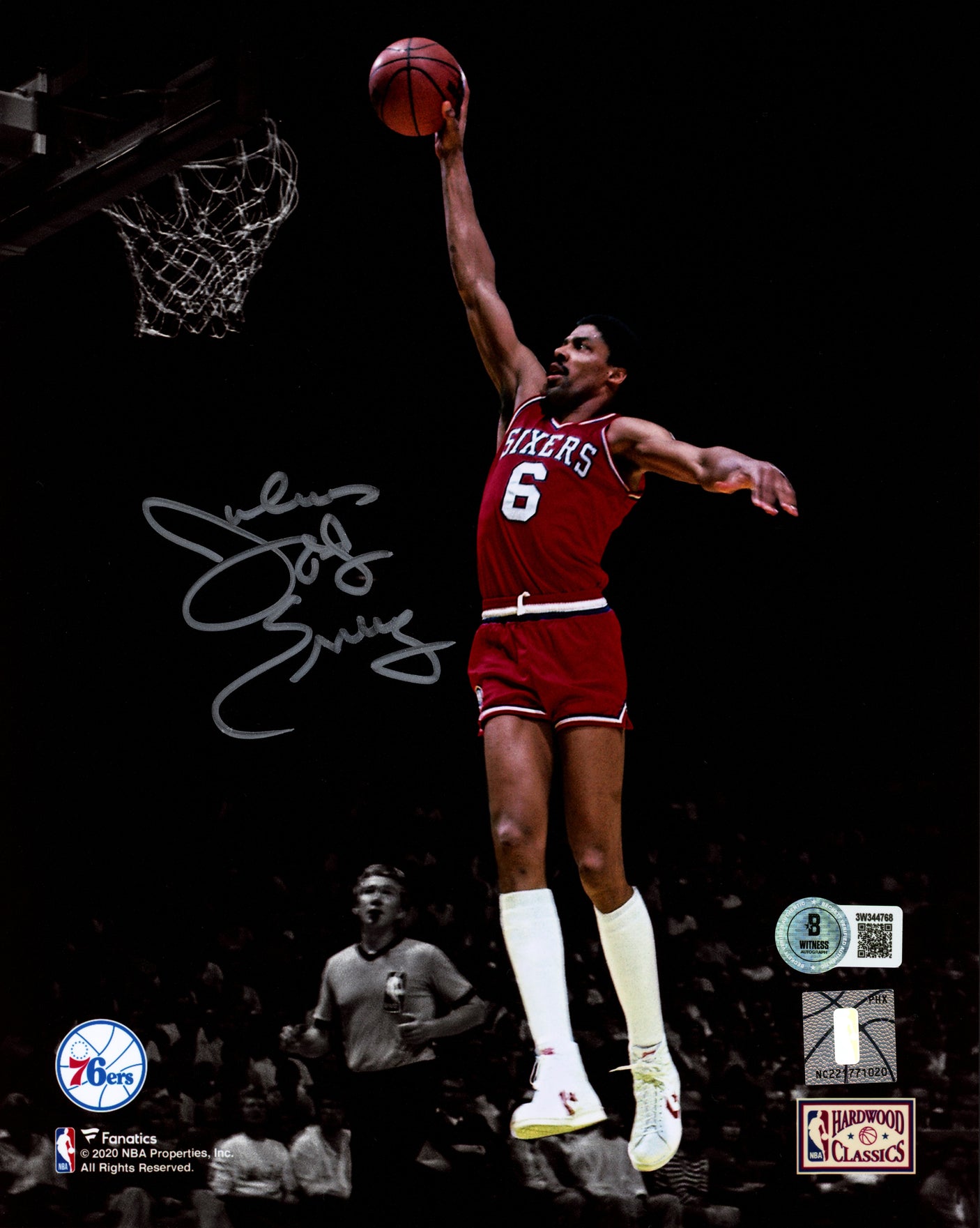Julius "Dr. J" Erving Autographed 8x10 Photo Philadelphia 76ers Beckett BAS Witness Stock #253715