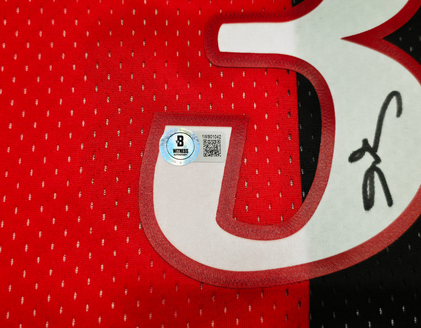 Philadelphia 76ers Allen Iverson Autographed Black & Red Authentic Mitchell & Ness 2000-01 HWC Swingman Split Jersey Size XL Beckett BAS Witness Stock #253624